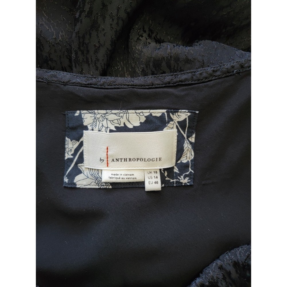 BY Anthropologie Jacquard Bias Cut Slip Dress Black Size 14 - Picture 10 of 10